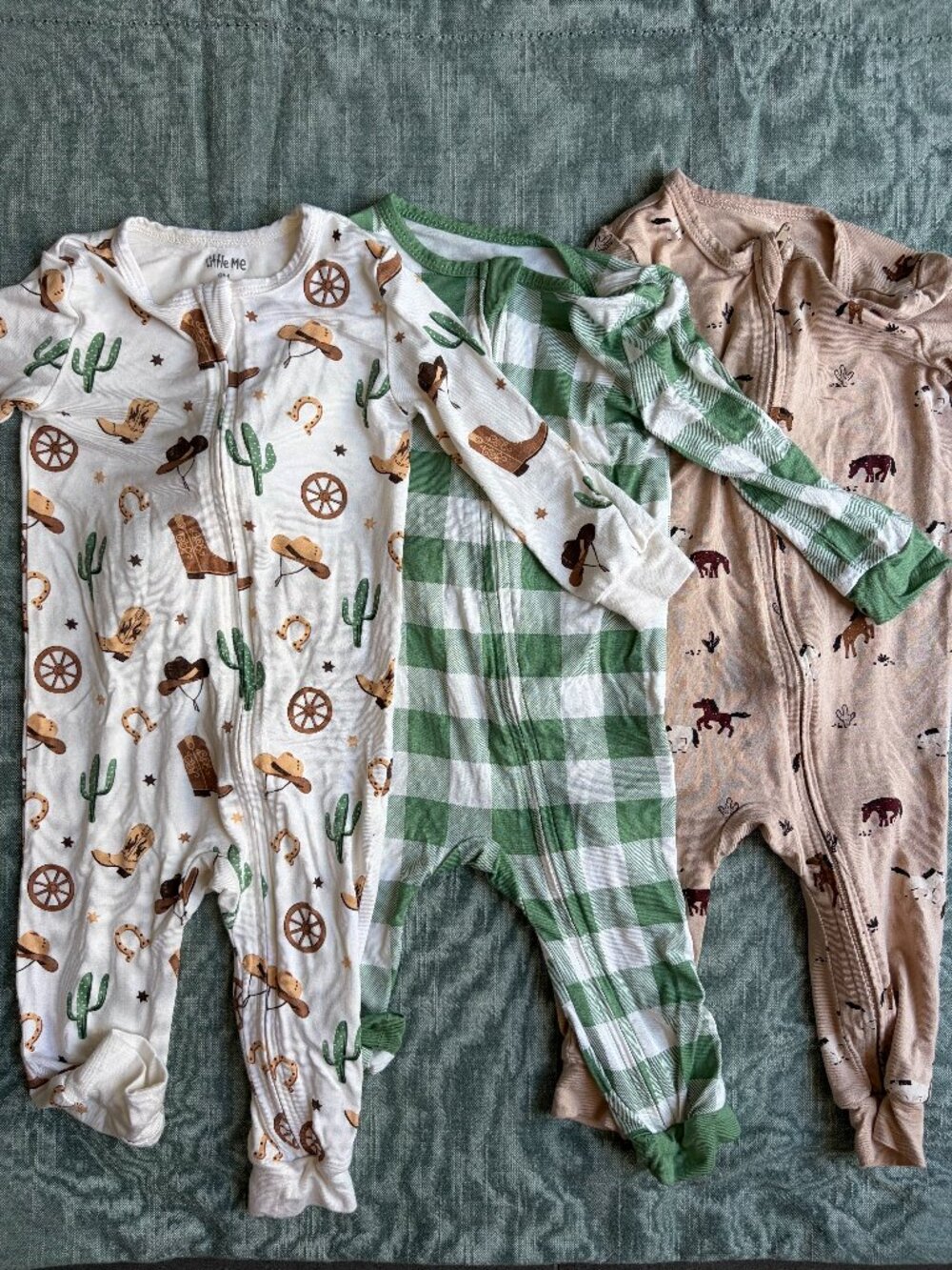 3-Piece Bamboo Cowboy Western Baby Pajamas 9m